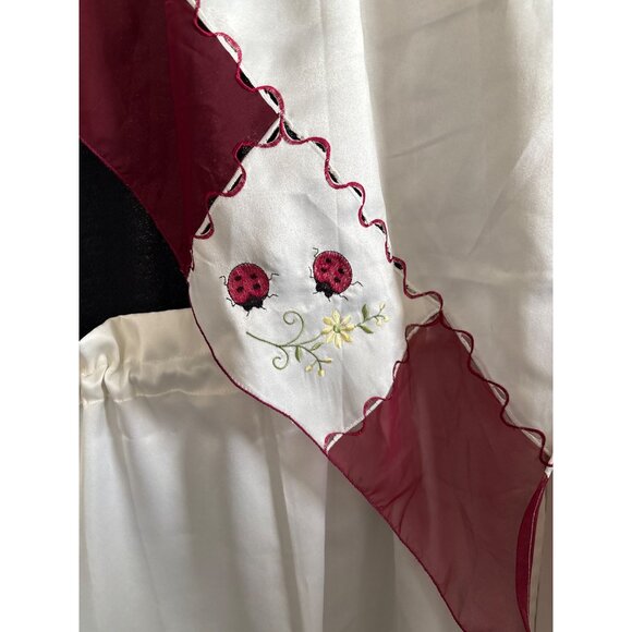 Ladybug Embroidered Cream Curtain Set with 56" Valance & 28" Tier Panels - Picture 3 of 9